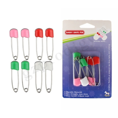 Prodigy 8 Pcs Pins de fraldas Eco - Amigável Pincel de cabeça de plástico com fechaduras de segurança do bebê colorido