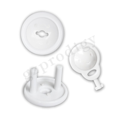 Protetor de plugue de segurança para bebês branco com 2 pinos e tampas de soquete com chave
