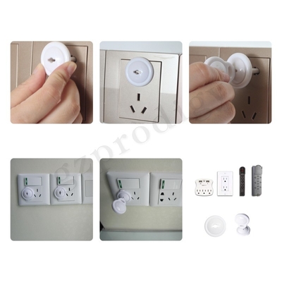 Protetor de plugue de segurança para bebês branco com 2 pinos e tampas de soquete com chave