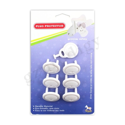 Protetor de plugue de segurança para bebês branco com 2 pinos e tampas de soquete com chave