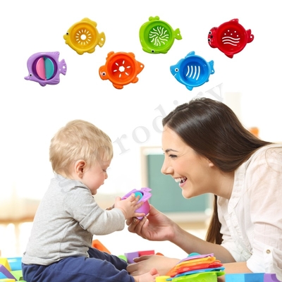 6 peças de plástico empilhável brinquedos educativos outros produtos para bebês empilhados flutuante