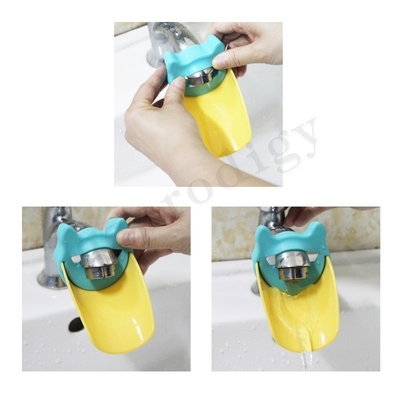 Extensor de torneira de plástico amarelo verde Animal Looks para crianças