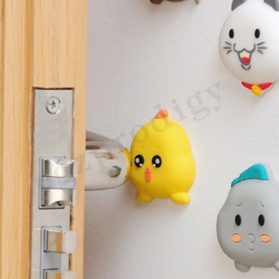 Adesivo de parede de silicone para porta de cunha de plástico de frango engraçado amarelo batente de porta