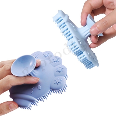 Escova para banho de bebê com silicone e tampa de proteção Escova para xampu de cabelo de segurança para bebês