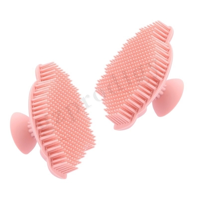 Escova para banho de bebê com silicone e tampa de proteção Escova para xampu de cabelo de segurança para bebês