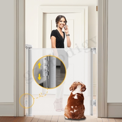 A proteção da escada das crianças personaliza a porta de Mesh Expandable Gate Retract A do apoio 72 polegadas
